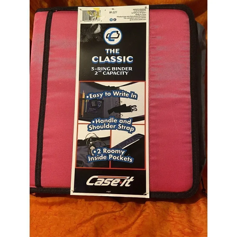 Case-It Mighty‎ Zip Tab 3-Ring 2 - Inch Zipper Binder Expanding File Pink/Black